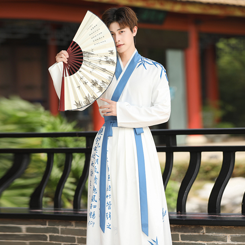 Set unisex de stil chinezesc, cu guler încrucișat, top și fustă până la talie, stil wuxia, poliester