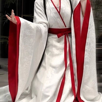 Hanfu set haljina i suknja — preklopni ovratnik, duljina do struka, pravi rub, Jacquard tkanina, poliester 95%+ , ljeto 2024