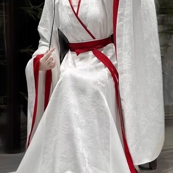 Hanfu set haljina i suknja — preklopni ovratnik, duljina do struka, pravi rub, Jacquard tkanina, poliester 95%+ , ljeto 2024