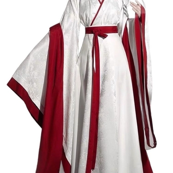 Hanfu set haljina i suknja — preklopni ovratnik, duljina do struka, pravi rub, Jacquard tkanina, poliester 95%+ , ljeto 2024