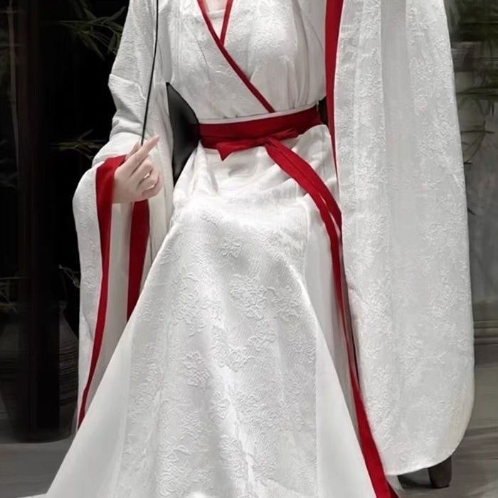 Hanfu set haljina i suknja — preklopni ovratnik, duljina do struka, pravi rub, Jacquard tkanina, poliester 95%+ , ljeto 2024