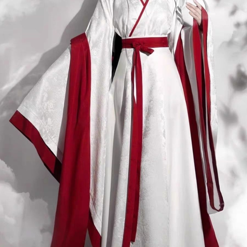 Hanfu set haljina i suknja — preklopni ovratnik, duljina do struka, pravi rub, Jacquard tkanina, poliester 95%+ , ljeto 2024