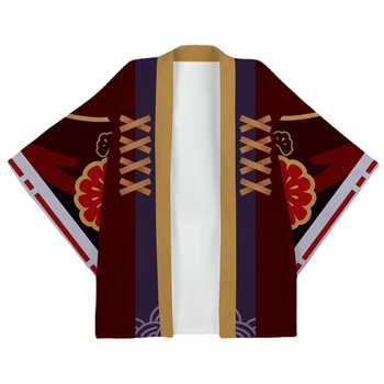 Unisex Hanfu kimono kardigan kratkih rukava za ljeto, otisak s slovima, poliester tkanina, poliester podstava