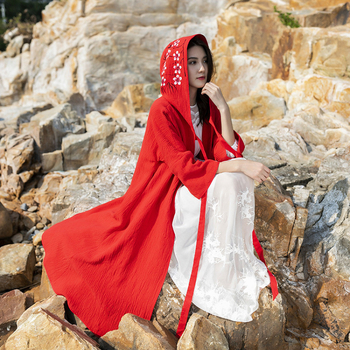 Palton exterior brodat în stil Hanfu | amestec bumbac-lin | Toamna 2021 | Cod F335