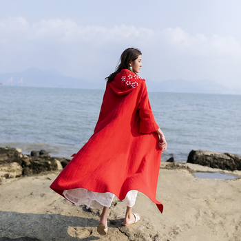 Palton exterior brodat în stil Hanfu | amestec bumbac-lin | Toamna 2021 | Cod F335