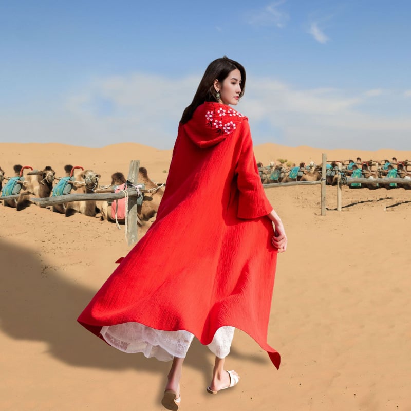 Palton exterior brodat în stil Hanfu | amestec bumbac-lin | Toamna 2021 | Cod F335