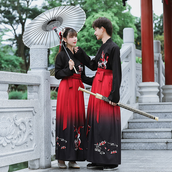 Hanfu kleita ar Linghu izšuvumu, taisns siluets, garā kleita ar apkakli, 70–80% kokvilna