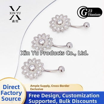 Титаниeва сплав пъпно пирсинг бижу със слънчоглед в стил бантик, унисекс