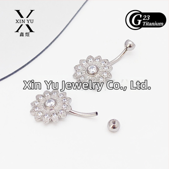 Титаниeва сплав пъпно пирсинг бижу със слънчоглед в стил бантик, унисекс