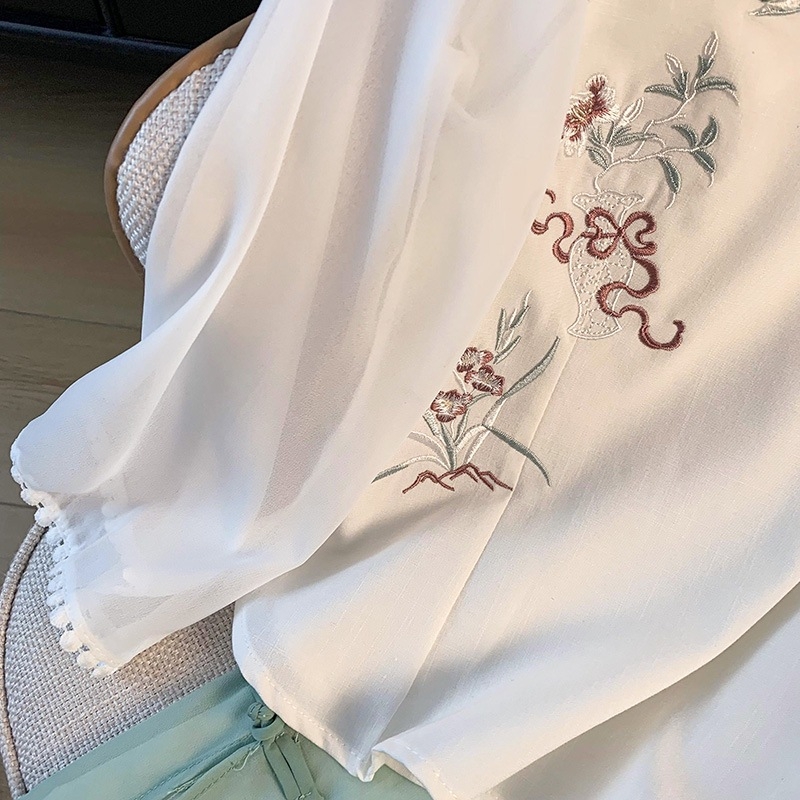 Hanfu set za izšivanje - Tang stil s polu rukavima, prilagođeni cheongsam, pamuk tkanina, glavna tkanina: koža koze, šifra proizvoda Hyun nishi-8683, univerzalni model