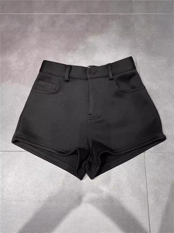 Γυναικείο σορτς υψηλής μέσης, ίσια γραμμή, ρετρό βίνταζ στυλ, καλοκαίρι 2025, περιεκτικότητα κύριου υφάσματος 30-50%.