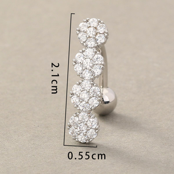 Пъпно украшение със слънчогледов дизайн, неръждаема стомана, мед и циркон, естествен унисекс стил, възможна персонализация.