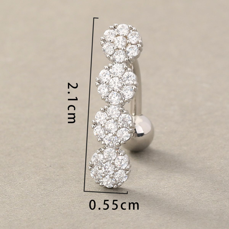 Пъпно украшение със слънчогледов дизайн, неръждаема стомана, мед и циркон, естествен унисекс стил, възможна персонализация.