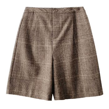 Casual široke hlače, ležerni kroj, visokim strukom, duljina pet bodova, mješavina poliester-vune