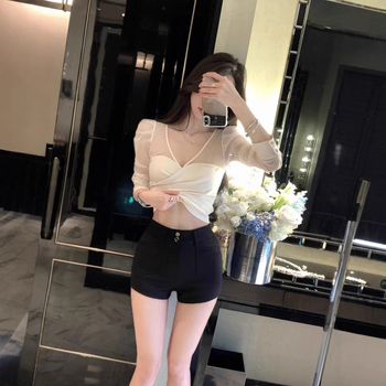 Γυναικείοι καθημερινοί παντελόνες από πολυεστέρα, μεσαία μέση, μήκος τριών τετάρτων, λεπτομέρεια κολλάζ/ραφή, ανάμειξη πολυεστέρα 50-70% και 30-50%