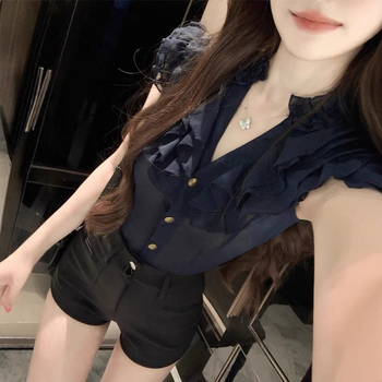 Γυναικείοι καθημερινοί παντελόνες από πολυεστέρα, μεσαία μέση, μήκος τριών τετάρτων, λεπτομέρεια κολλάζ/ραφή, ανάμειξη πολυεστέρα 50-70% και 30-50%