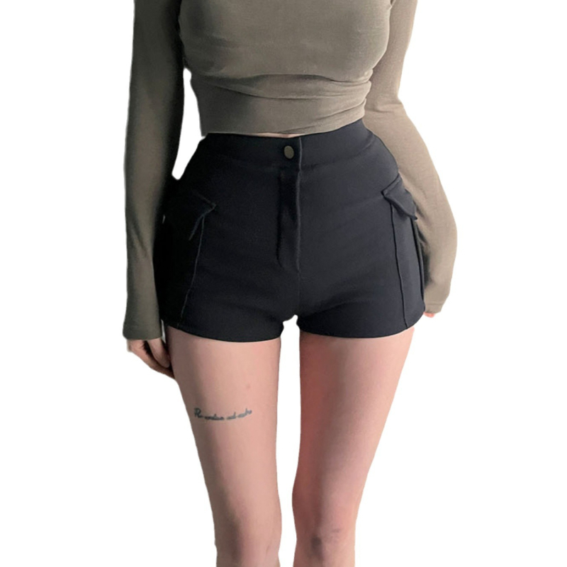 Deminiai džinsai su aukštu liemeniu, siauras kirpimas, iki tris ketvirčiai ilgio, dvi kišenės