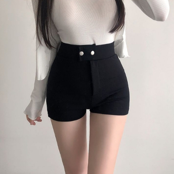 Casual capri hlače, visok pojas, ravni kroj, tanak elastičan materijal