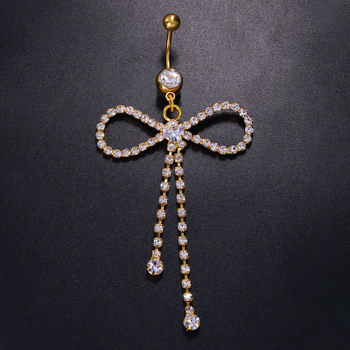 Алуминиева женска пъпна халка с дизайн на панделка, електроплатирана повърхност