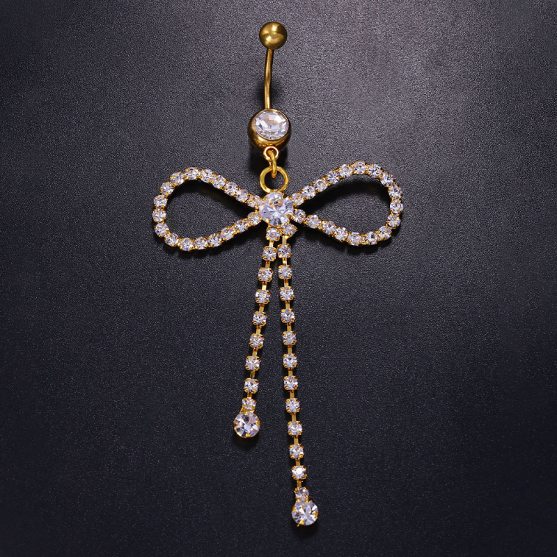 Алуминиева женска пъпна халка с дизайн на панделка, електроплатирана повърхност