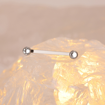 Titánium ötvözetből készült köldökgyűrű cirkón betéttel – lapos aljzat, geometriai kialakítás, modell G23/F136