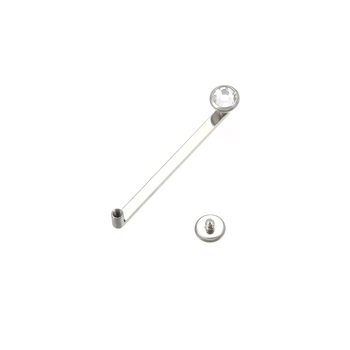 Titánium ötvözetből készült köldökgyűrű cirkón betéttel – lapos aljzat, geometriai kialakítás, modell G23/F136