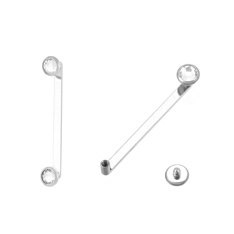 Titánium ötvözetből készült köldökgyűrű cirkón betéttel – lapos aljzat, geometriai kialakítás, modell G23/F136