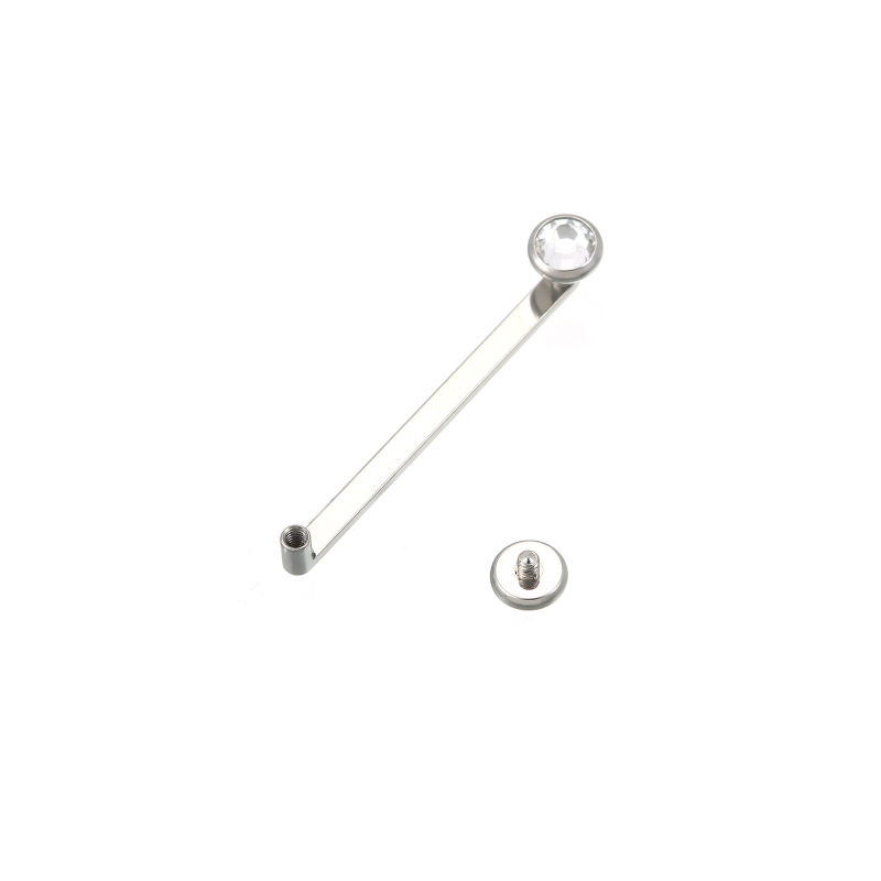 Titánium ötvözetből készült köldökgyűrű cirkón betéttel – lapos aljzat, geometriai kialakítás, modell G23/F136