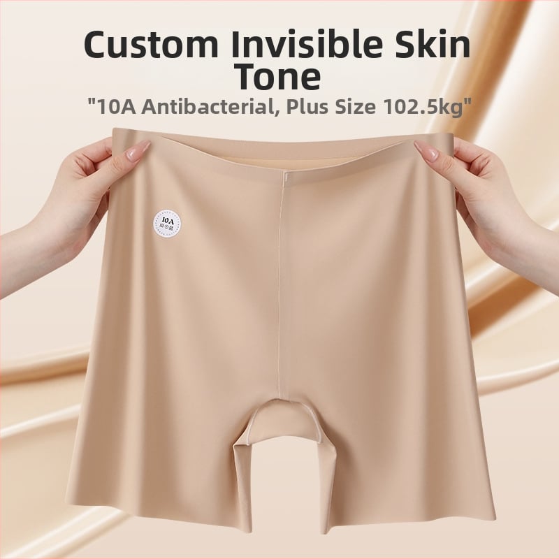 Moterų Ice Silk saugios kelnaitės, megztos, vidutinė talija, 80–90% nailonas, kirkšnies įdėklas 100% medvilnė, vienspalvis modelis, apsauga nuo ekspozicijos