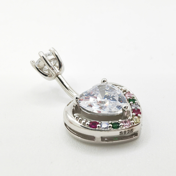 Loio 925-сребърен пръстен за пъп със сърцевидна форма и диаманти