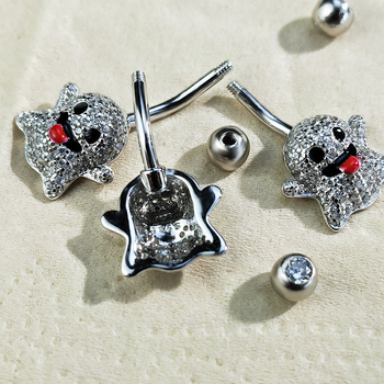 Пъпно пирсинг бижу, 925 сребро, призрачен стил, циркон камъни