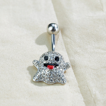 Пъпно пирсинг бижу, 925 сребро, призрачен стил, циркон камъни