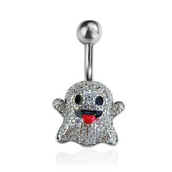 Пъпно пирсинг бижу, 925 сребро, призрачен стил, циркон камъни