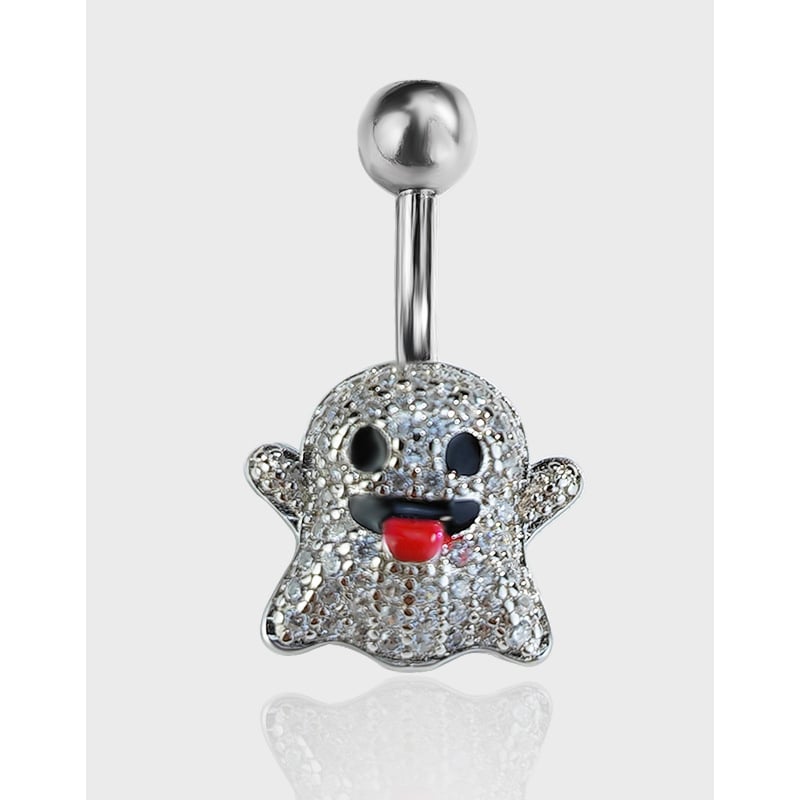 Пъпно пирсинг бижу, 925 сребро, призрачен стил, циркон камъни