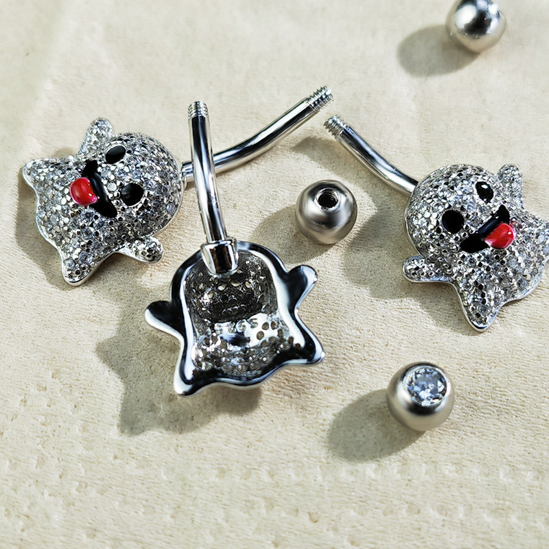 Пъпно пирсинг бижу, 925 сребро, призрачен стил, циркон камъни