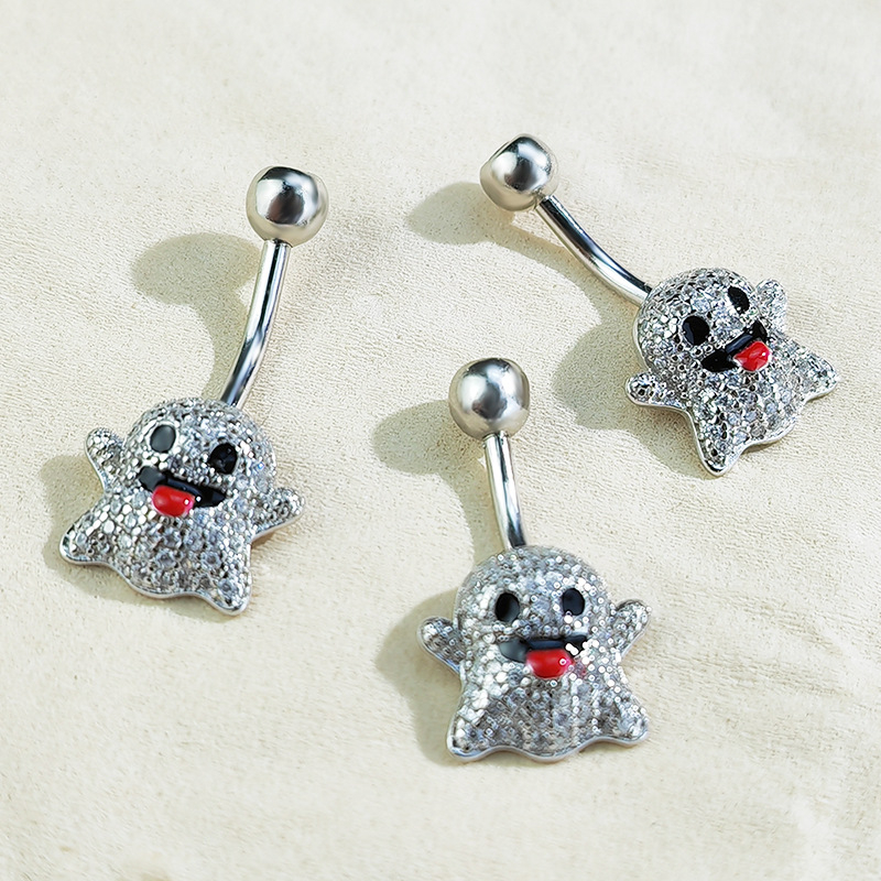 Пъпно пирсинг бижу, 925 сребро, призрачен стил, циркон камъни