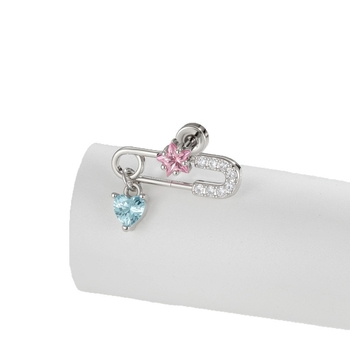 Ausies kremzlės piercing – širdies formos, klipo dizainas, cirkonio kristalas, elektroplatintas metalas