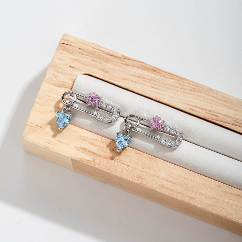 Τρύπημα χονδρικού αυτιού – σχήμα καρδιάς, σχέδιο clip για χαρτί, κρύσταλλος ζιρκόν, μεταλλικό επίχρισμα ηλεκτροπλατίνας