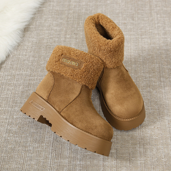 Cizme de zăpadă - căptușite cu blană artificială, talpă groasă, anti-derapare, înălțime a gleznă medie/scurtă