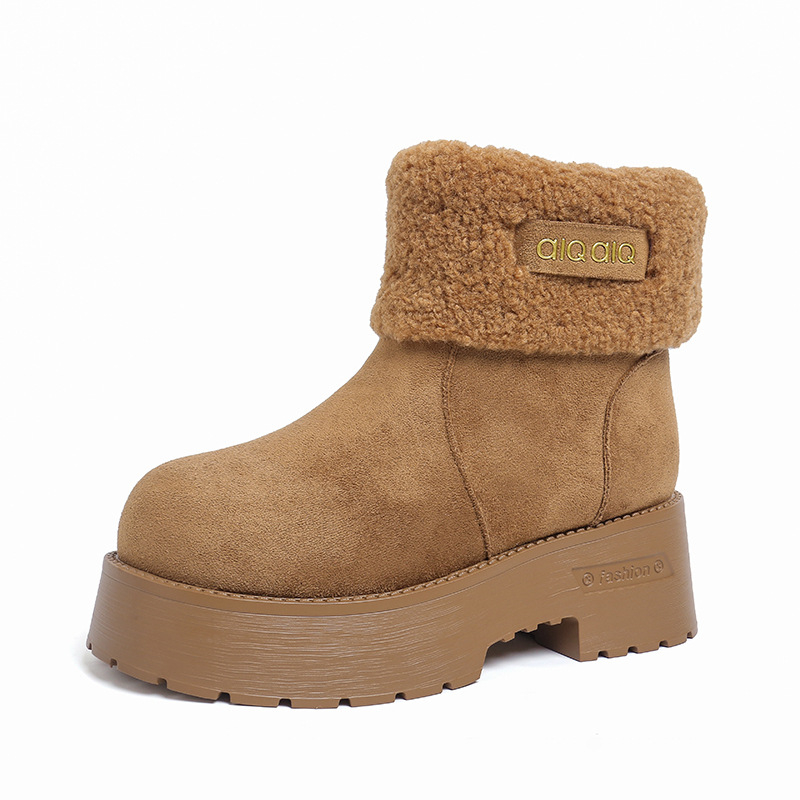 Cizme de zăpadă - căptușite cu blană artificială, talpă groasă, anti-derapare, înălțime a gleznă medie/scurtă