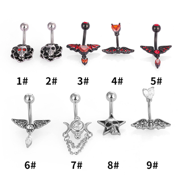 Пъпна халка от неръждаема стомана с цирконий, стил европейски и американски, геометрична форма, обработка: капков ефект