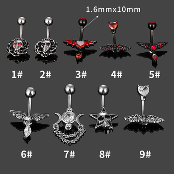Пъпна халка от неръждаема стомана с цирконий, стил европейски и американски, геометрична форма, обработка: капков ефект