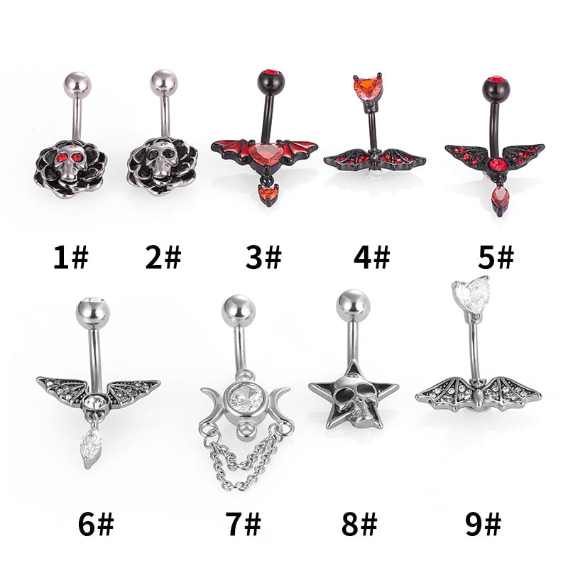 Пъпна халка от неръждаема стомана с цирконий, стил европейски и американски, геометрична форма, обработка: капков ефект