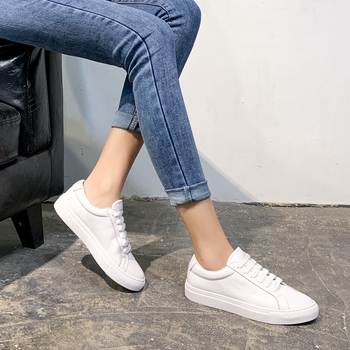 Adidași casual din piele naturală pentru femei, partea superioară din piele, vârf rotund, șireturi, talpă din cauciuc