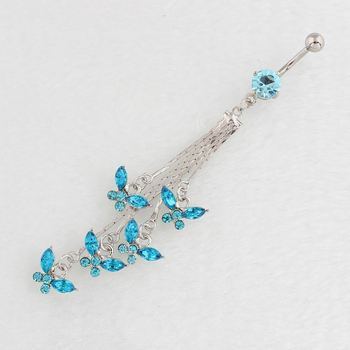 Пъпна халка с дизайн пеперуда, диамантна обработка, DIRUO