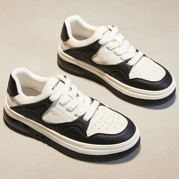 Pantofi sport femei din piele naturală cu talpă groasă pentru creșterea înălțimii – casual cu două straturi de piele, închidere cu curea, branț respirabil