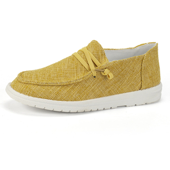 Loafers din canvas pentru femei, cu șireturi, culoare solidă, căptușeală din plasă, talpă din cauciuc