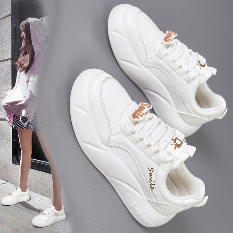 Pantofi sport pentru femei pe platformă, vârf pătrat, partea superioară din PU, piele microfibră, model pe dungi