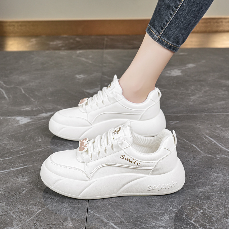 Pantofi sport pentru femei pe platformă, vârf pătrat, partea superioară din PU, piele microfibră, model pe dungi