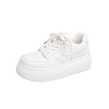 Pantofi platformă din piele naturală, suprafață PU, talpă din cauciuc, talpă joasă, închidere cu șiret în față, stil coreean